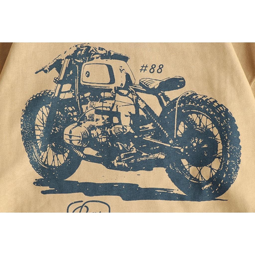 Áo thun phong cách Retro_Biker_dã ngoại - Nâu
