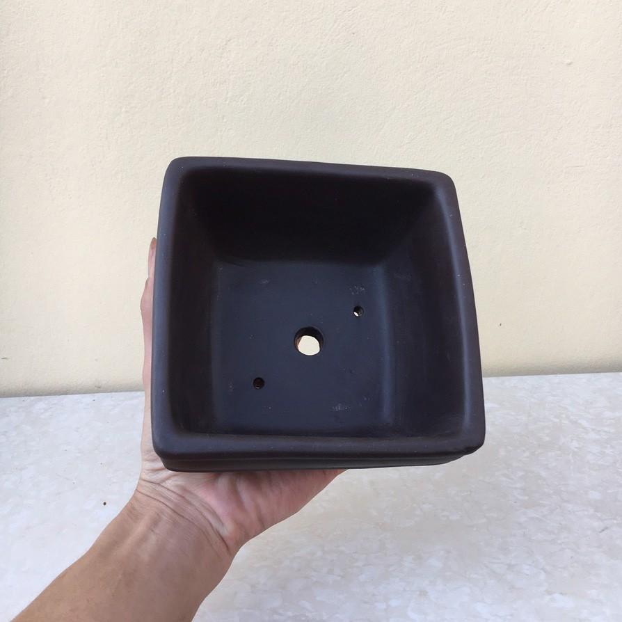 Chậu bonsai Vuông khum mini đất nung gốm Bát tràng 1 size BM-43