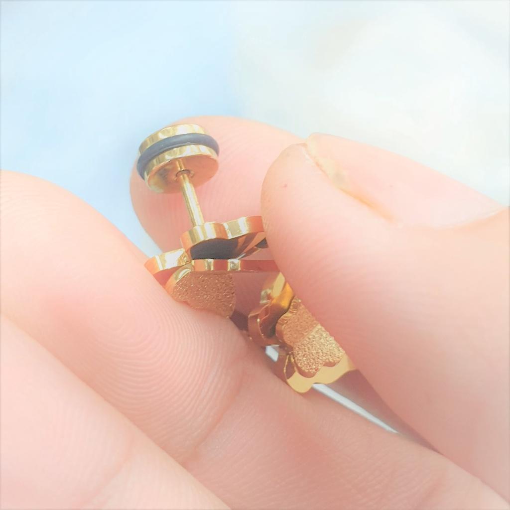 Bông Tai Cánh Bướm Mẫu Khóa Vặn Titanium Cao Cấp- Dùng bền màu tắm rửa không đen khóa chắc