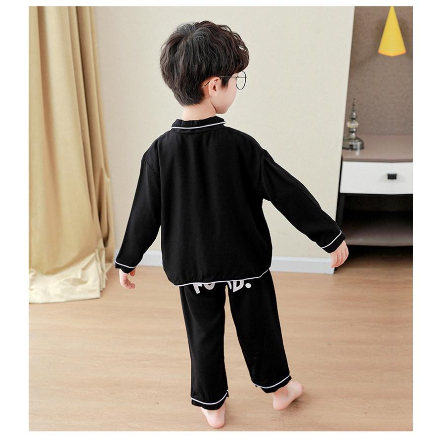 Bộ pijama cho bé xuất xịn, quần áo trẻ em dài tay in hình chữ Tiny Kids cho bé từ 6-28Kg