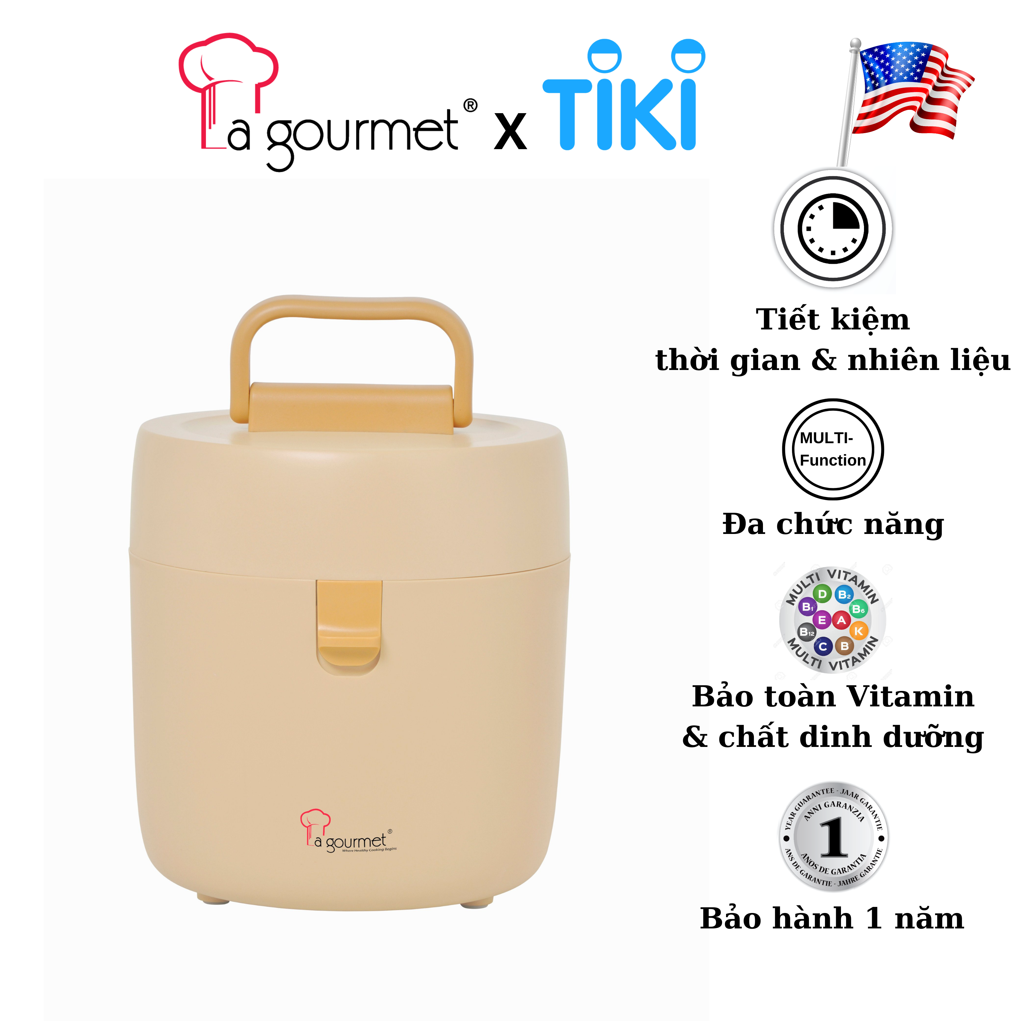 Nồi ủ chân không - nấu chậm cao cấp La gourmet 2.5L màu cam - 397621 (bảo hành 1 năm)