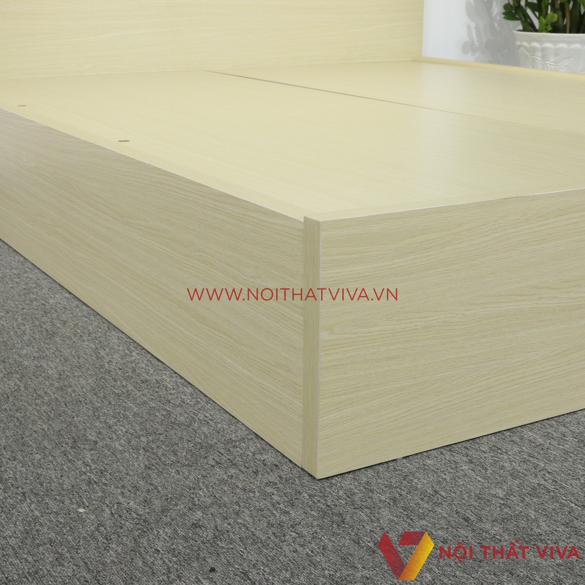 Giường Ngủ Gỗ MDF Phủ Melamine Cao Cấp Viva Màu Kem Học Kéo