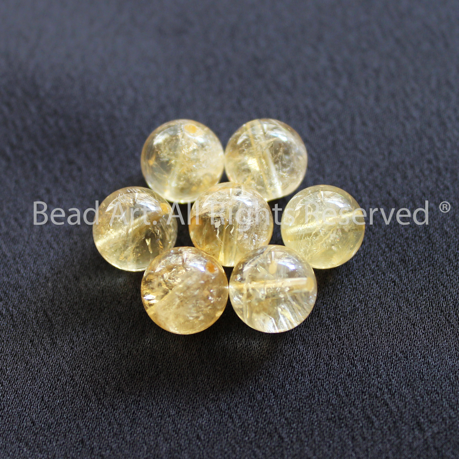 [1 Hạt] 9MM Đá Thạch Anh Vàng, Citrine Tự Nhiên, Đá Phong Thuỷ, Làm Trang Sức, Vòng Tay, Chuỗi Hạt, Loại A, Mệnh Thổ, Kim - Bead Art