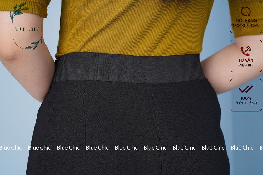 Quần baggy nữ Blue Chic cạp chun sau giấu bụng baggy vải công sở cạp cao dáng chuẩn thanh lịch màu đen