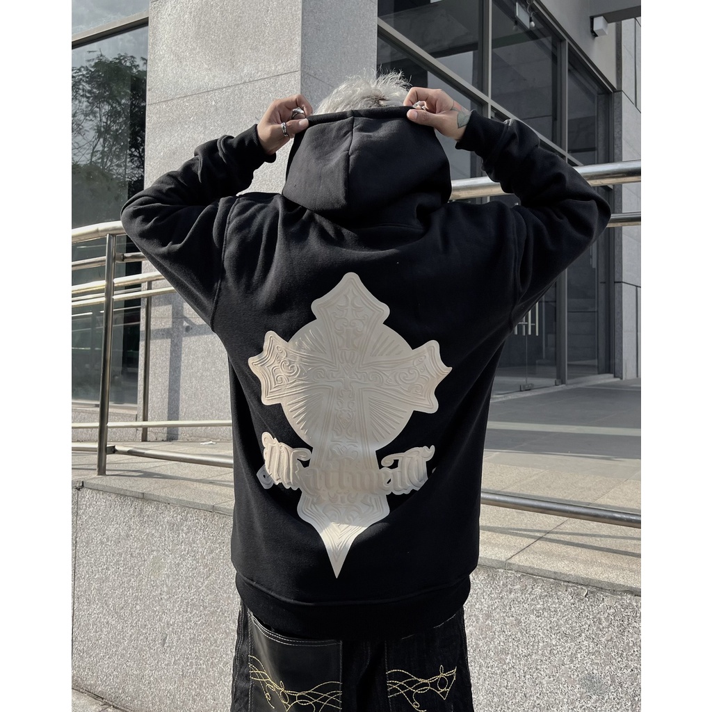 Áo hoodie local brand nam nữ Persent 629 hình in gân nổi , khoác nỉ chân cua unisex , form rộng chữ thập - Gin store