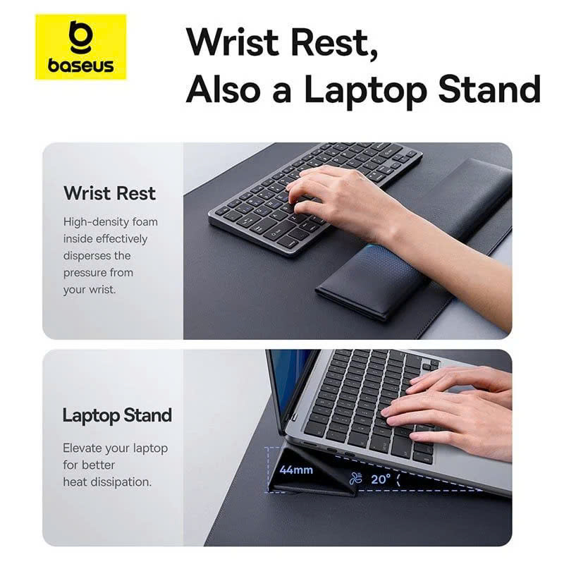 Tấm Lót Chuột Bàn Phím Kèm Sạc Không Dây 3-in-1 Baseus MagPro 2 Series Smart Desk Mat (PU, Sạc không dây, Kê Tay) [ hàng chính hãng ]