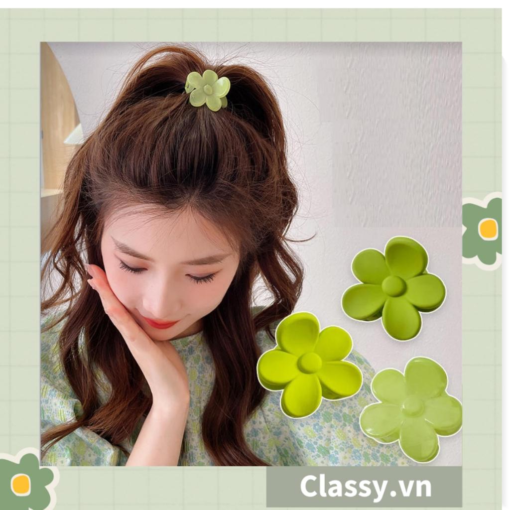 Kẹp tóc càng cua Classy cỡ nhỏ hình bông hoa màu xanh PK1170
