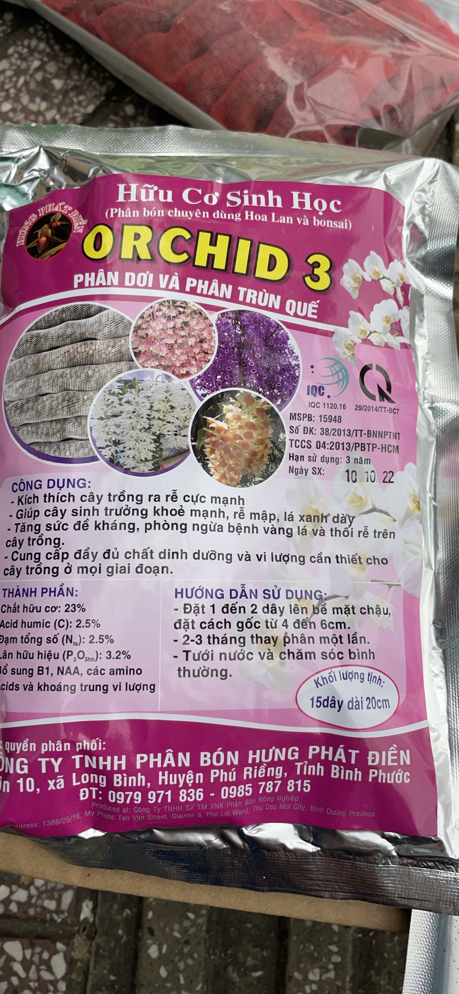 Phân túi Orchid 1-2-3 cho hoa lan các giai đoạn