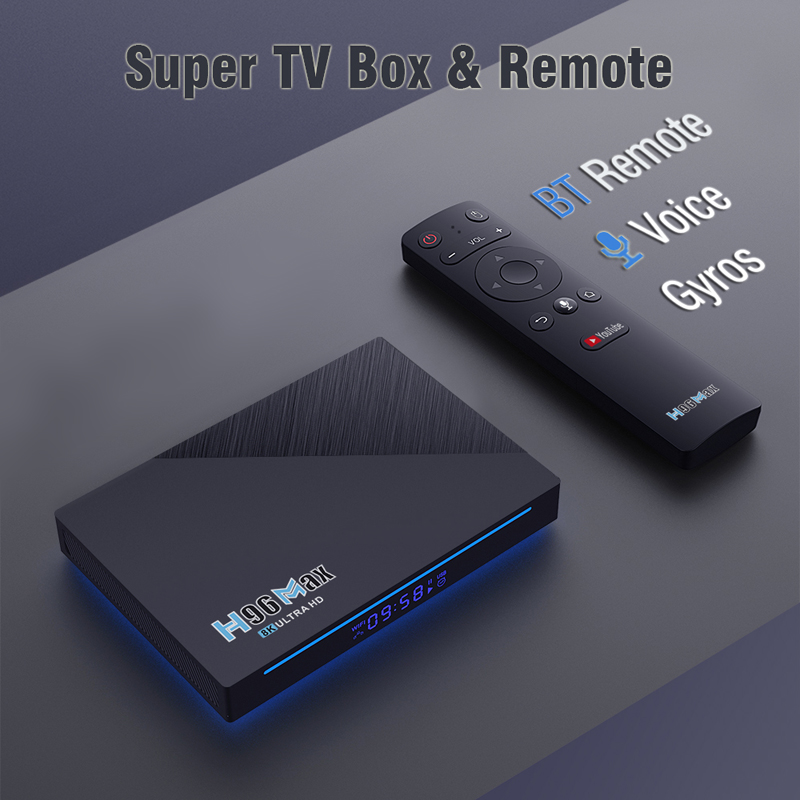 Android tv box Ram 4GB bộ nhớ 32GB Wifi kép Bluetooth 5.0 android 11.0 chip xử lý cực nhanh độ phân giải 4K cực nét kèm remote tìm kiếm giọng nói H96MAX