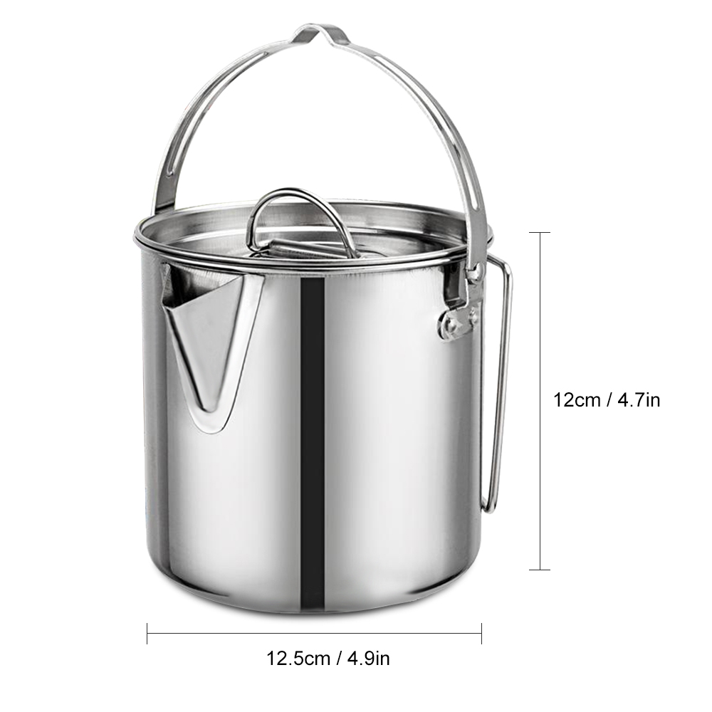 Nồi Treo 1.2L Bằng Thép Không Gỉ Cắm Trại Dã Ngoại Ngoài Trời