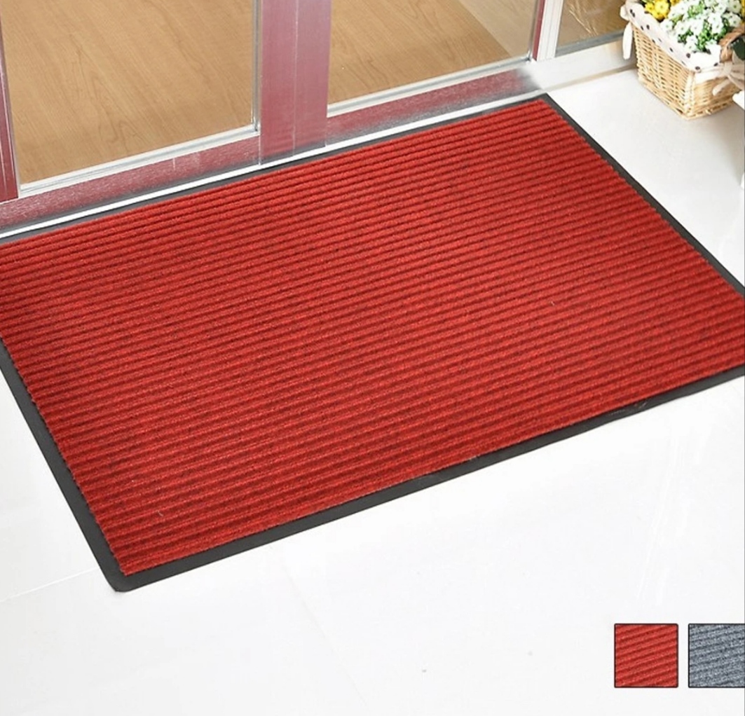 Thảm chùi chân đế chống trượt dạng sọc Stripmate Màu Xám đen / Xám đỏ kT 40 x 60 cm