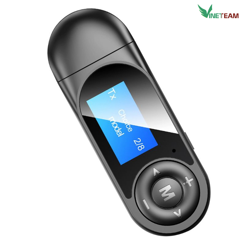 Thiết bị thu phát nhạc không dây VINETTEAM T13 Bluetooth 5.0 với màn hình hiển thị LCD 3.5mm AUX - hàng chính hãng