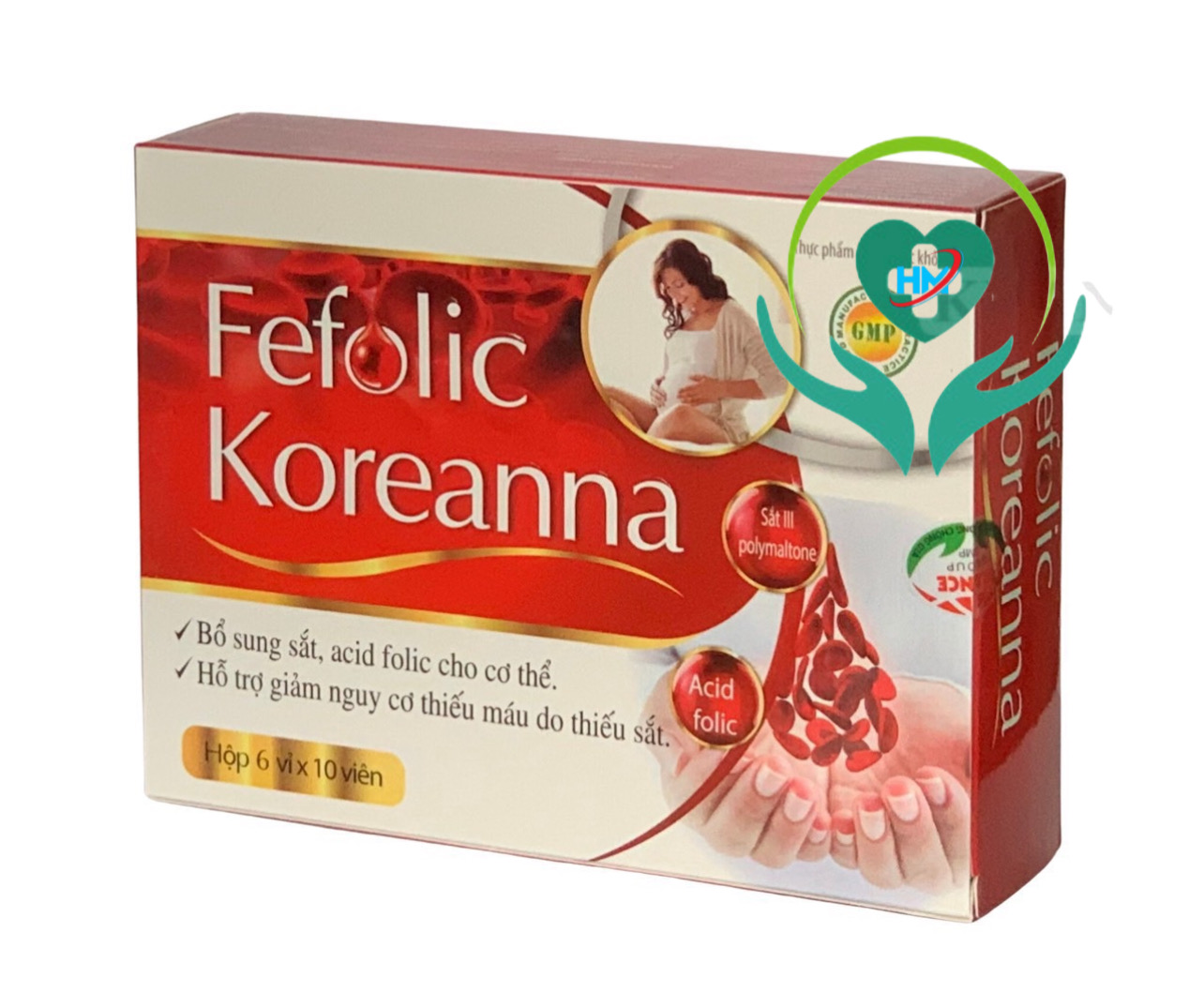 Hình ảnh ￼Viên Bổ Máu FEFOLIC  KOREANNA - Hộp 60 Viên - Bổ Sung Fe, Acid Folic Cho Cơ Thể, Giảm Nguy Cơ Thiếu Máu Do Thiếu Sắt, Vinaphar