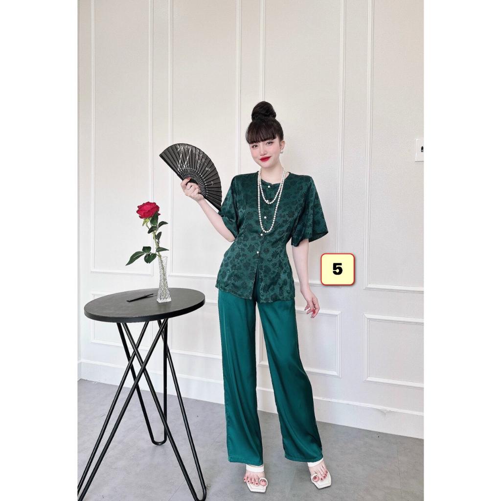 Bộ Lam Trung Niên Lụa Gấm 45-60kg