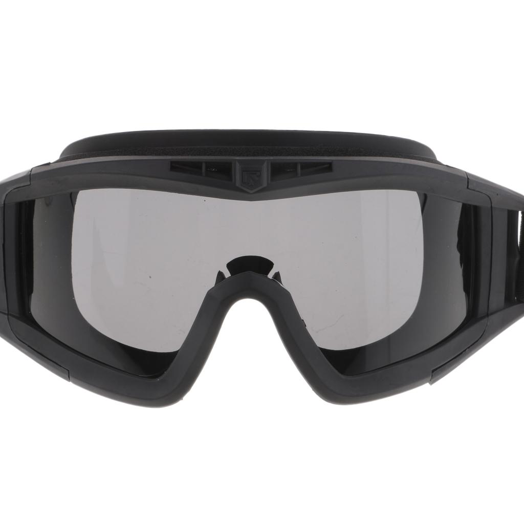 FAST Tactical Goggle Glasses for Helmet with 3 Lens Shooting Hunting Black