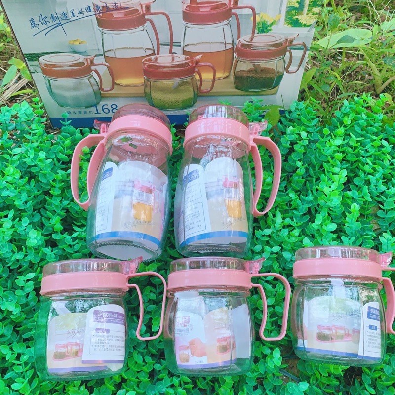 Hũ Đựng Gia Vị, Set 5 Lọ Đựng Gia Vị Thủy Tinh Sang Trọng Cao Cấp Cho Nhà Bếp