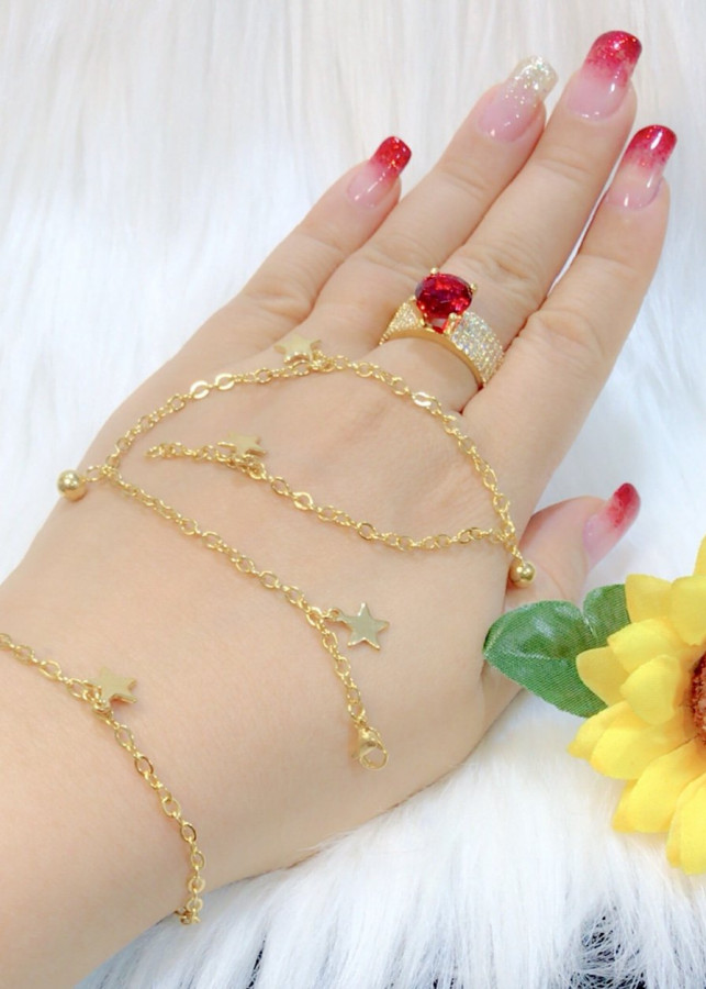 Lắc chân nữ EK  ngôi sao may mắn mạ vàng 18k