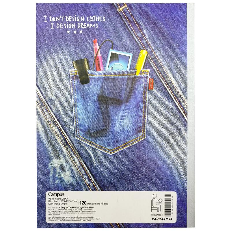 Tập Jean Style B5 Kẻ Ngang 120 Trang ĐL 70g/m2 - Campus NB-BJEA120 (Mẫu Màu Giao Ngẫu Nhiên)