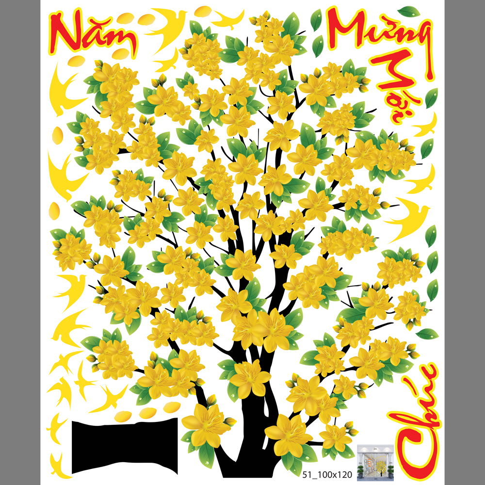 Decal trang trí tết xuân 2020 combo số 8