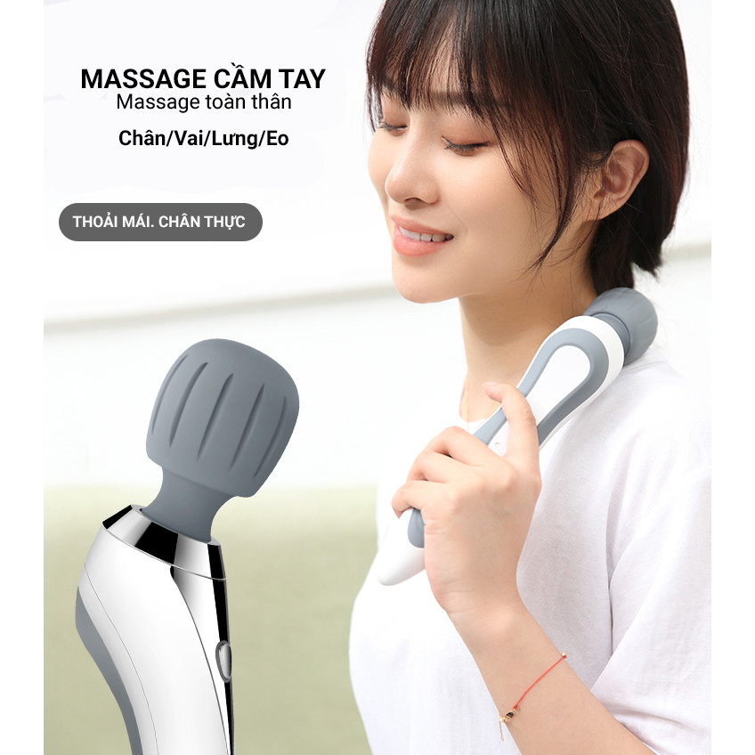 Máy Massage Cầm Tay Jinkairui, 5 Chế Độ Rung, Chống Nước IPX7 - Tặng Kèm Máy Massage Mắt Mini - Hàng Nhập Khẩu