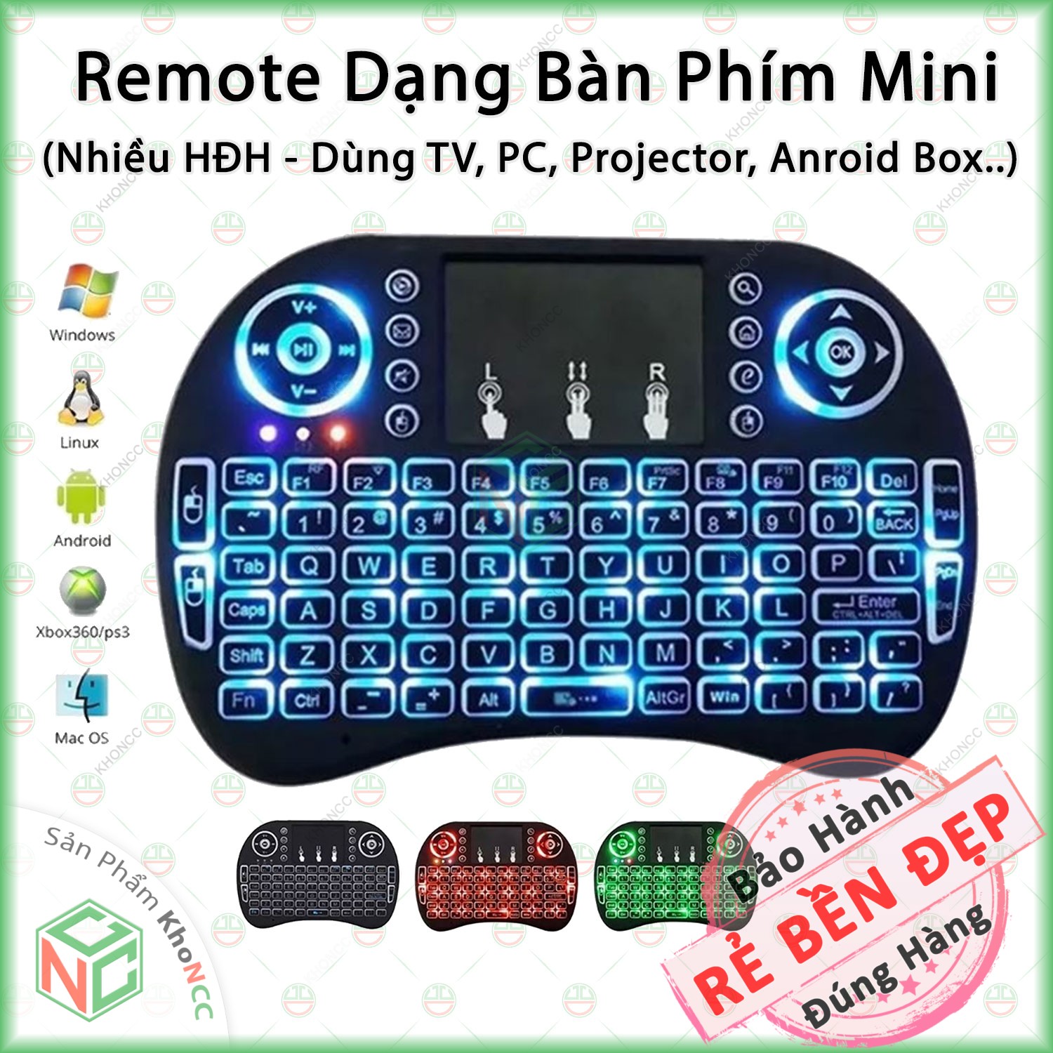 (Đẳng Cấp) Chuột Bay Remote Kiểu Bàn Phím QWERTY Mini KhoNCC Hàng Chính Hãng - Tích Hợp Led Điều Khiển Đa Phương Tiện - Đa Hệ Điều Hành - NLM-KBMNUKB500L