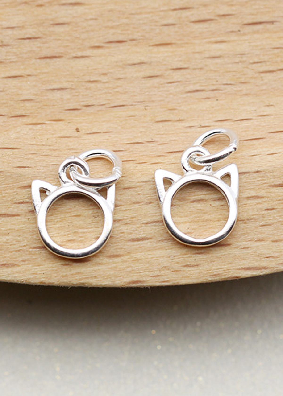 Combo 10 cái charm bạc hình con mèo treo - Ngọc Quý Gemstones