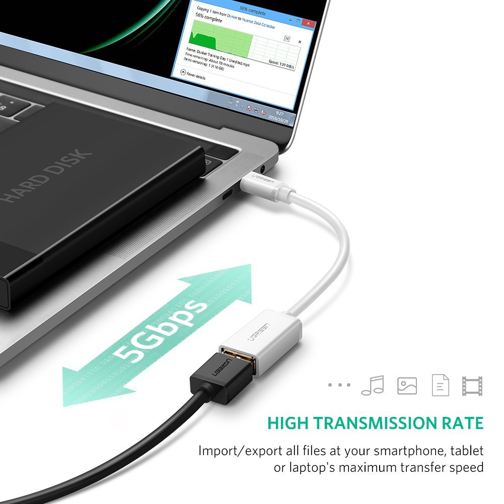 Cáp Type-C to USB 2.0 chính hãng Ugreen 30176 - Hàng chính hãng