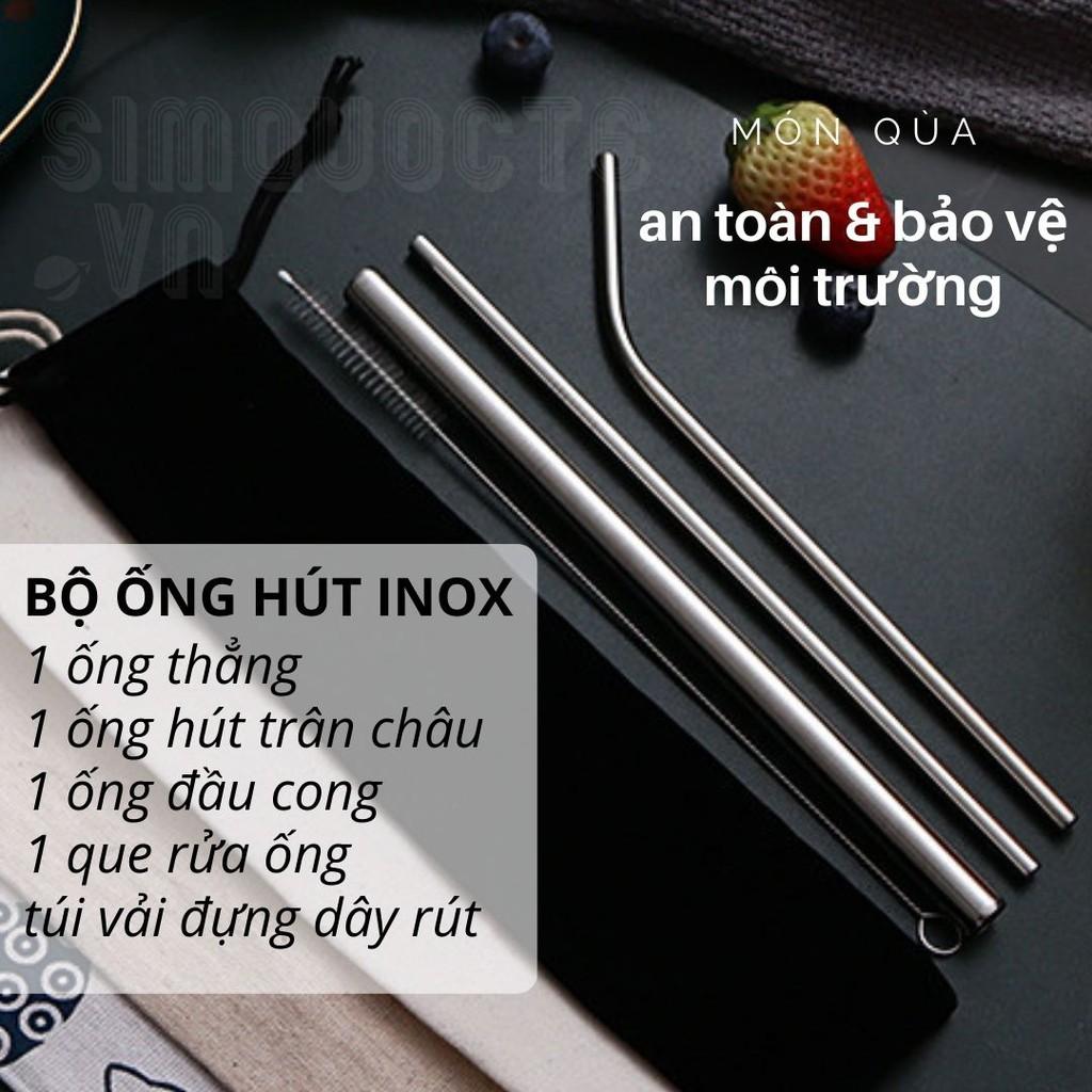 Bộ Ống Hút Inox 304 thép không gỉ, tái chế sử dụng, thân thiện môi trường