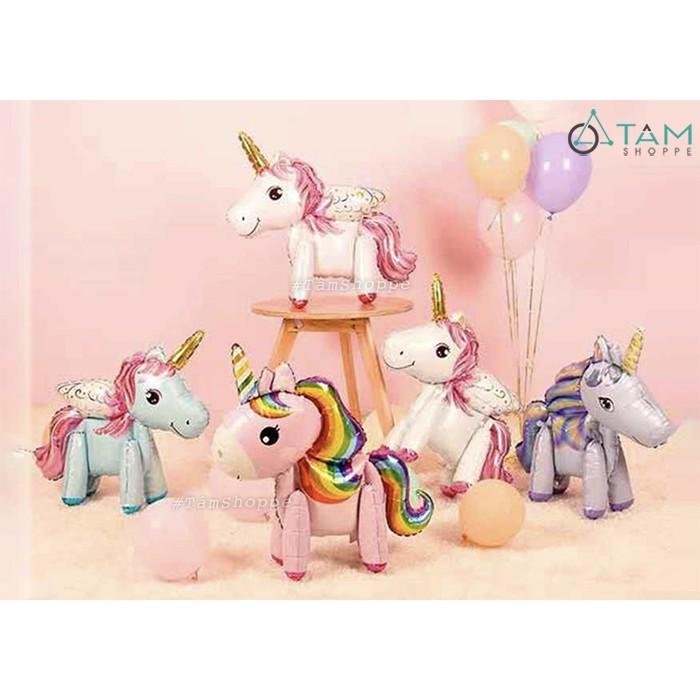 Bong bóng trang trí hình con ngựa Pony có sừng 4D