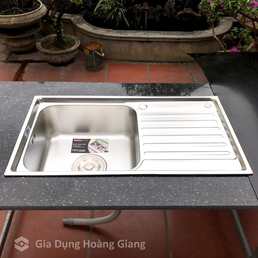 Chậu rửa bát 1 hố có bàn Sơn Hà S78 inox 304 chính hãng