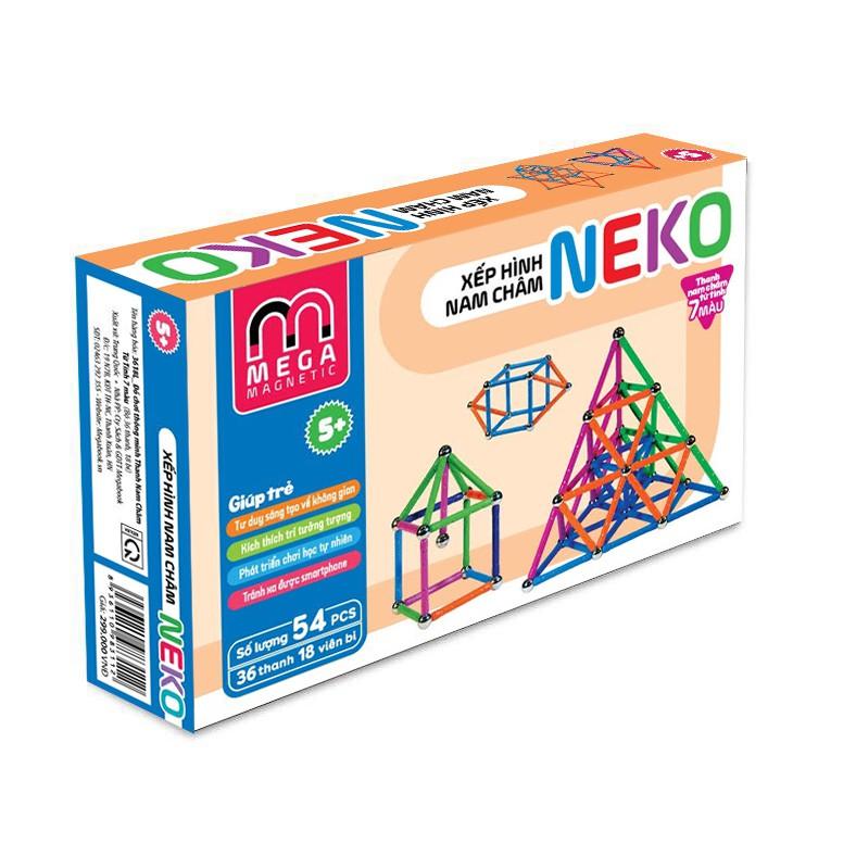 3618L - Bộ xếp hình nam châm thông minh 7 màu Neko thanh dài