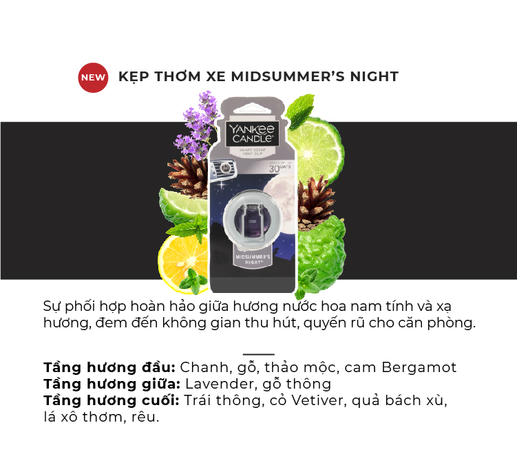 Kẹp thơm xe Yankee Candle - Midsummer's Night