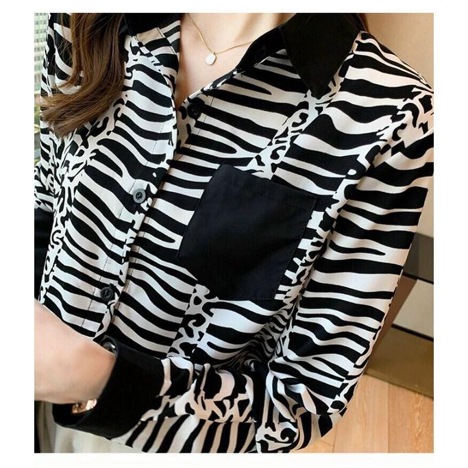 HÀNG NHẬP - ÁO SƠ MI LỤA HOẠ TIẾT BÁO