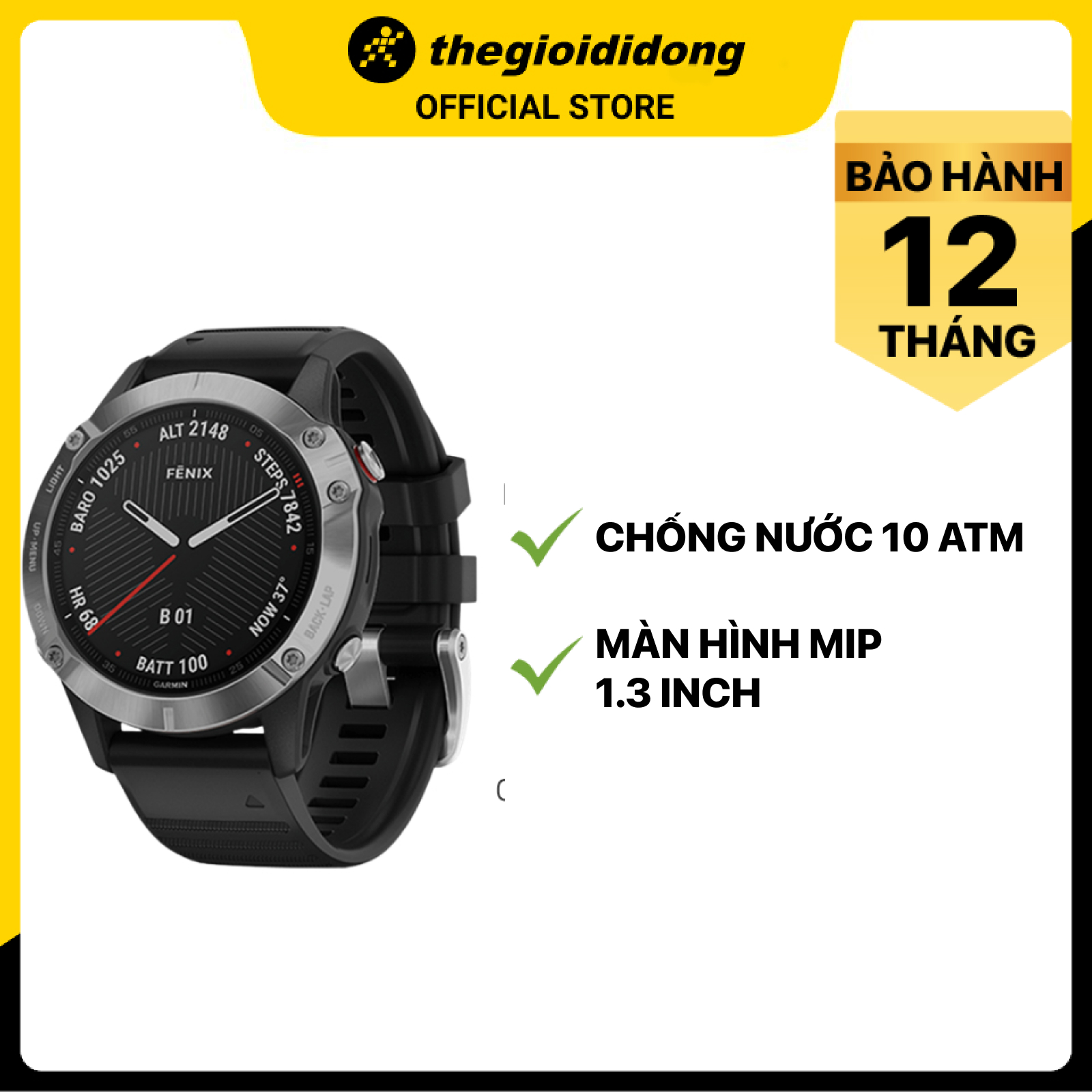 Đồng hồ thông minh Garmin Fenix 6 dây silicone đen - Hàng chính hãng