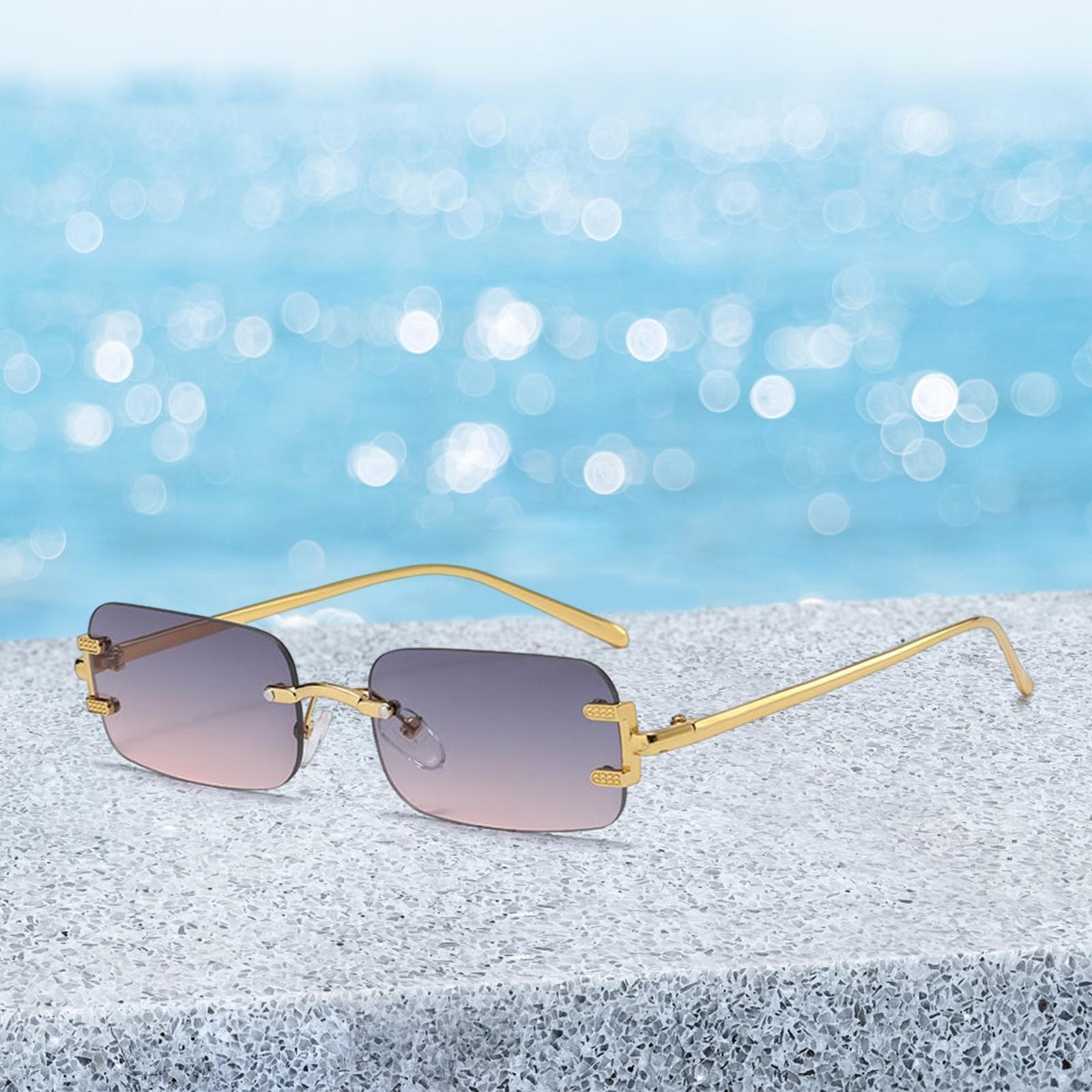 2Pair Rectangle Rimless Sunglasses Crafts Tinted Glasses