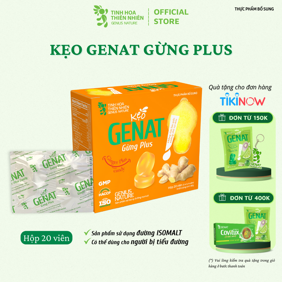 Kẹo Genat Gừng Plus - Isomalt sugar (Hộp 20 viên)