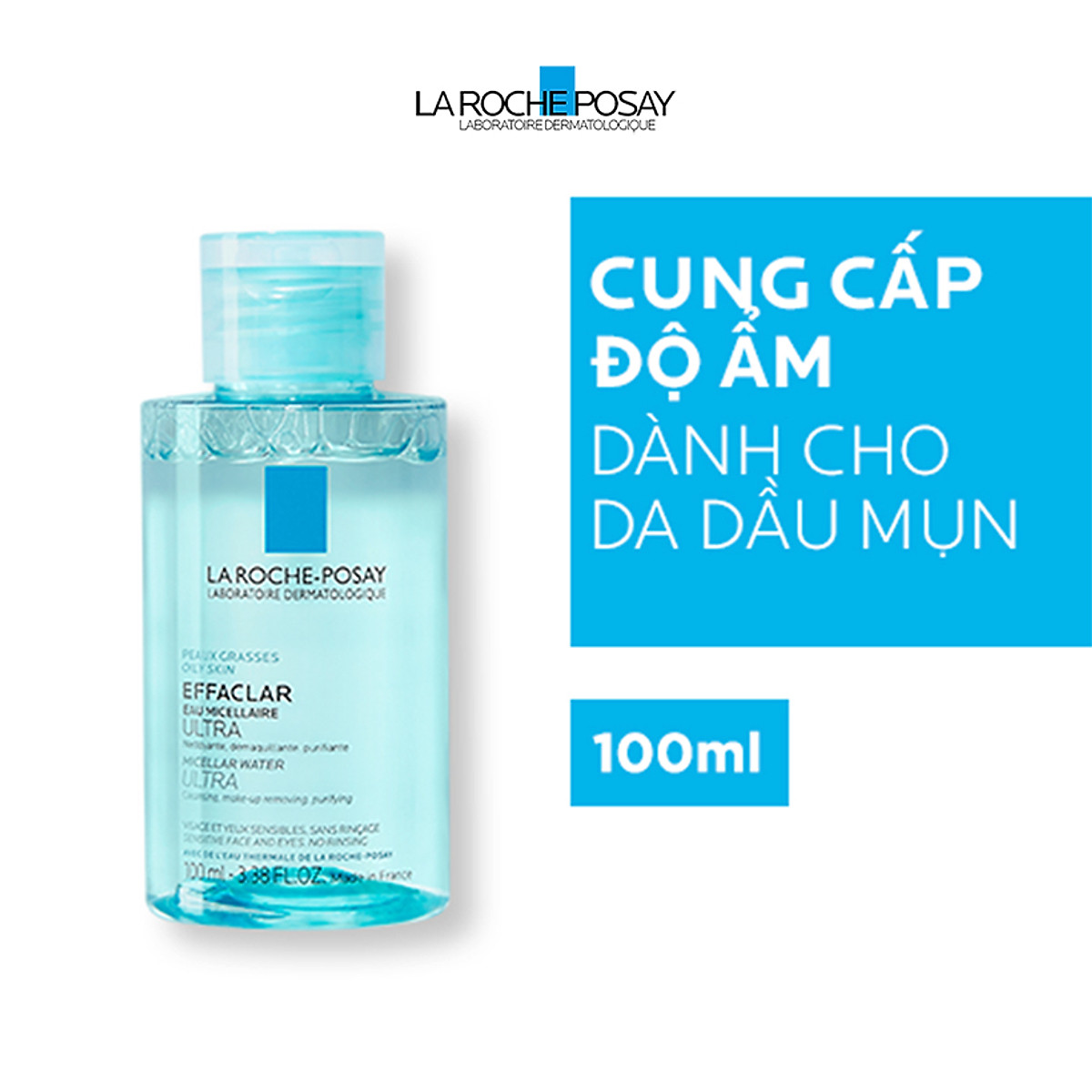 Nước Tẩy Trang Làm Sạch Sâu &amp; Kiểm Soát Bã Nhờn Cho Da Dầu Nhạy Cảm La Roche-Posay Micellar Water Ultra Oily Skin 100ml + TẶNG MÓC KHÓA