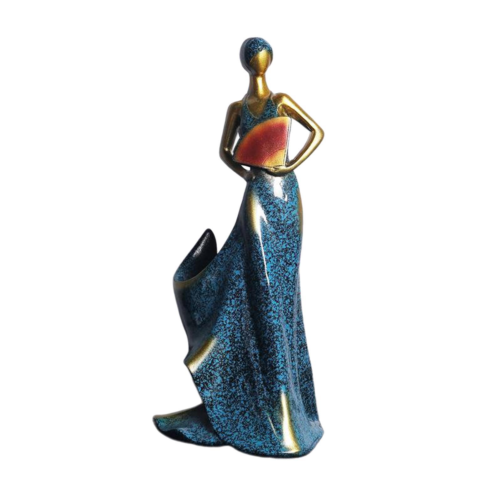 Modern Beauty Statue Bottle Rack Holder Home Centerpieces Decor Blue