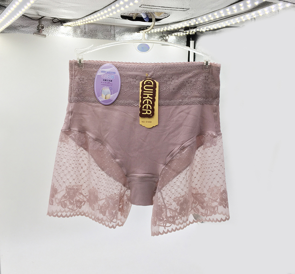 Quần lót mặc váy dáng đùi cotton pha ren không đường viền,cạp cao gen bụng dưới,thoáng mát,viền ren không lộ khi mặc đồ