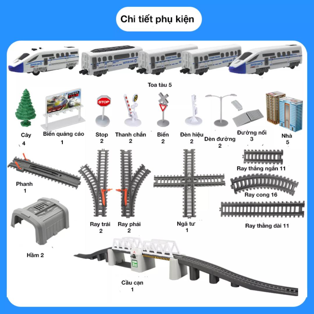 [Có sẵn] Đồ chơi Đường sắt Tàu hỏa tốc độ cao Giúp trẻ phát triển trí tuệ - 50 chi tiết