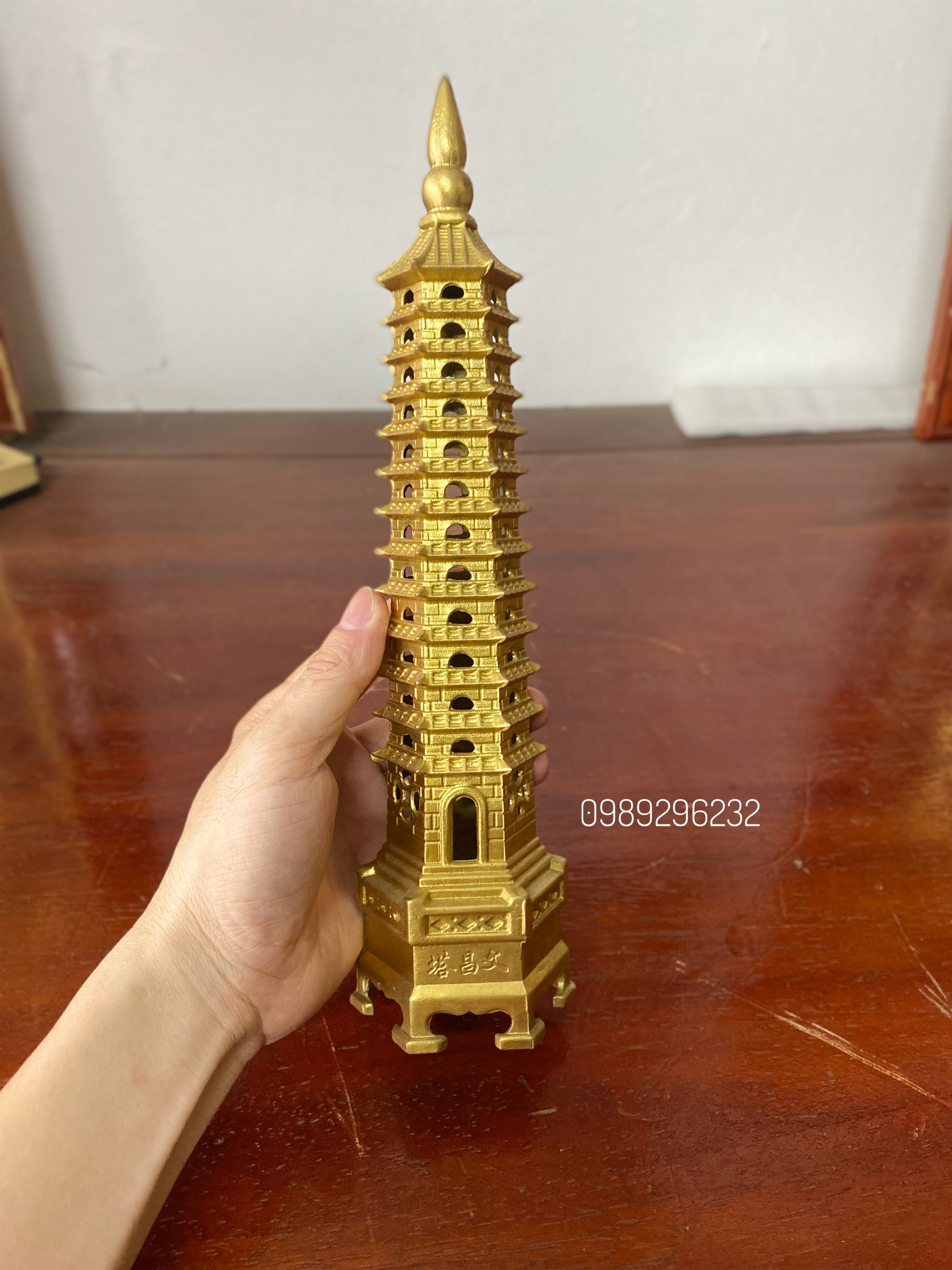 Tháp Văn Xương 13t bằng đồng vàng cao 30cm