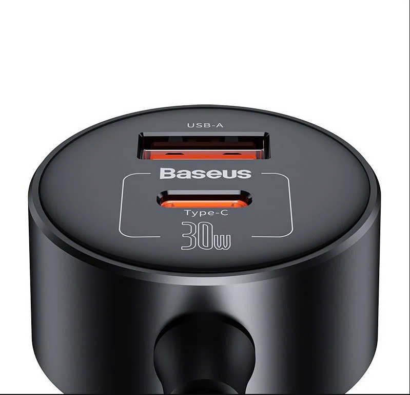 Tẩu Sạc Chia Cổng Sạc Dùng Cho Ô Tô Baseus High Efficiency Pro 1-for-2 Car Cigarette Lighter 30W [ hàng chính hãng ]
