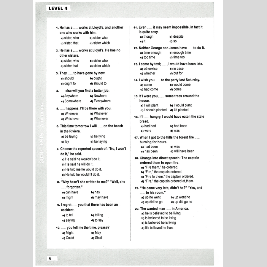 Sách 2000 Tests Advanced Level (Không CD)