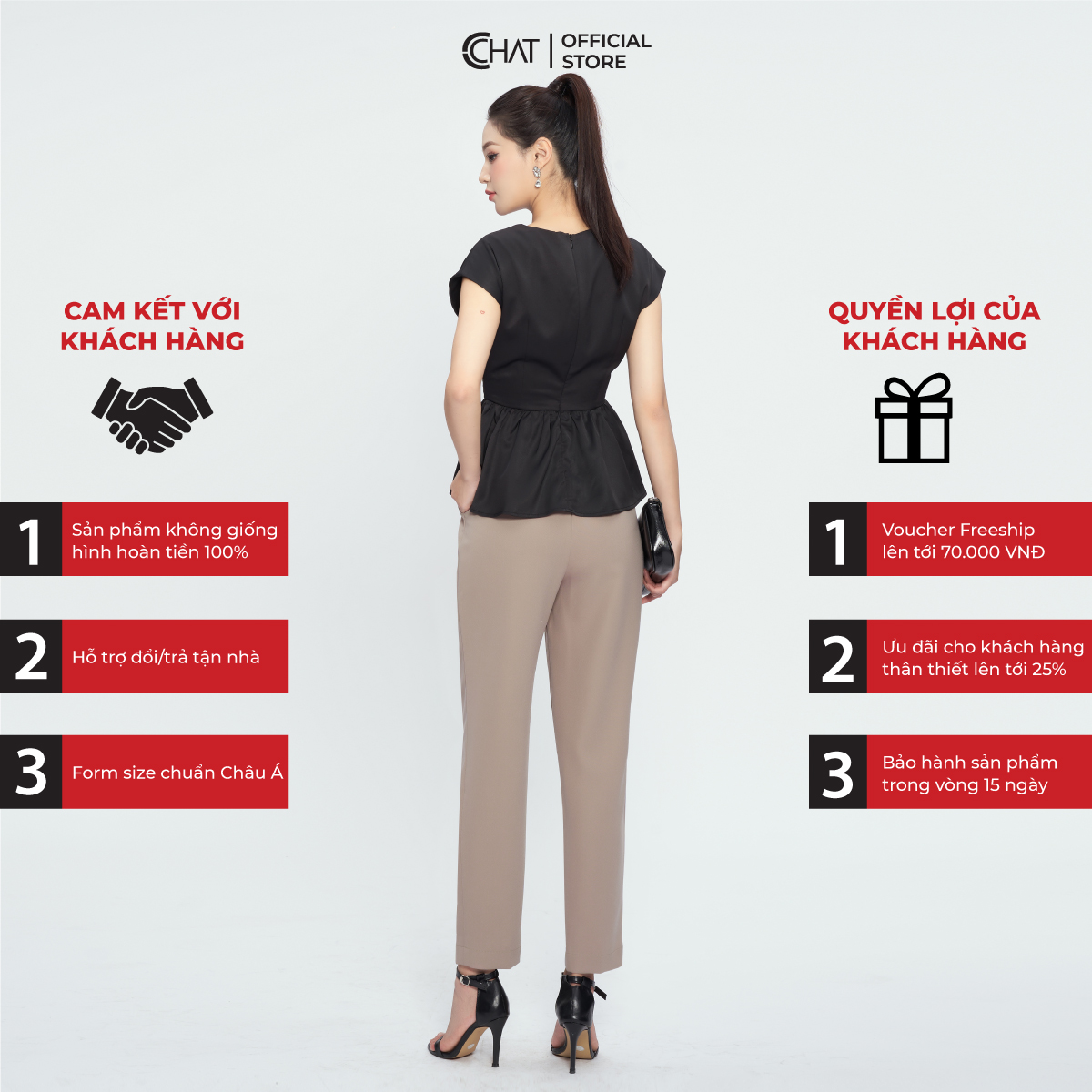 Áo Kiểu Nữ Cổ V Đai Eo Dáng Peplum Chất Mango Cao Cấp Mềm Mịn 13ANE2013PT