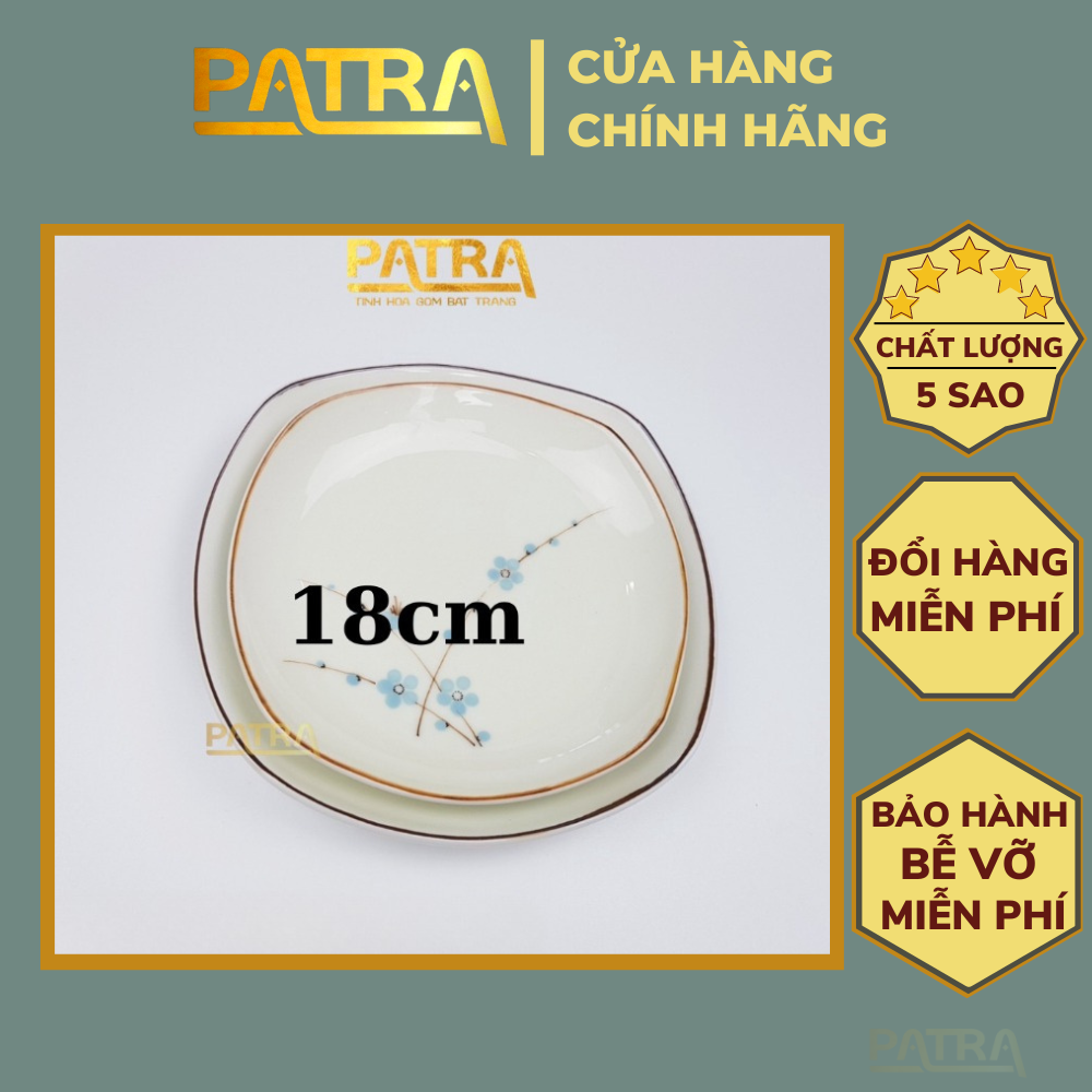 Đĩa sứ Bát Tràng họa tiết đào xanh, đĩa đựng đồ ăn men kem cao cấp nhiều dáng đẹp