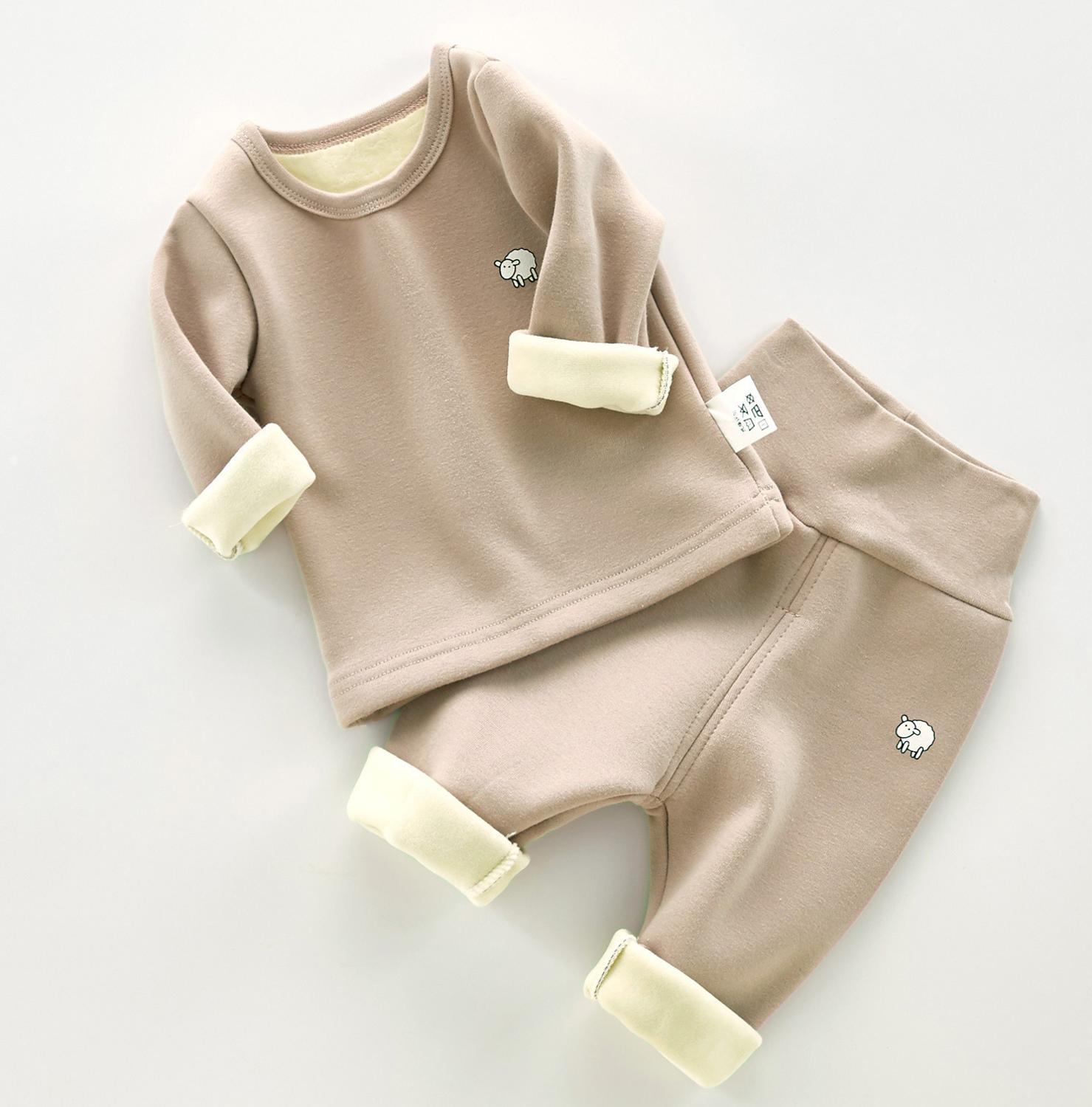 2 Cái/bộ Cho Bé Mùa Đông Sang Trọng Quần Áo Dày Ấm Áp Cho Bé John Bộ Đồ Ngủ Cotton Trang Phục Nữ Tay Dài Đồ Ngủ Bé Trai Bé Gái Giày Phù Hợp Với 0