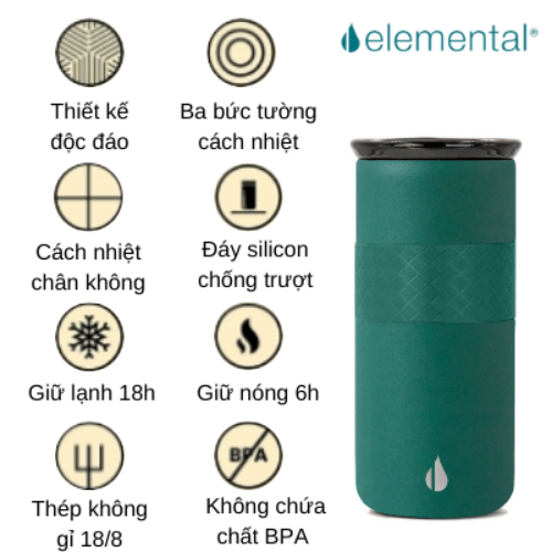 LY GIỮ NHIỆT ELEMENTAL ARTISAN MÀU TRƠN (480ML)