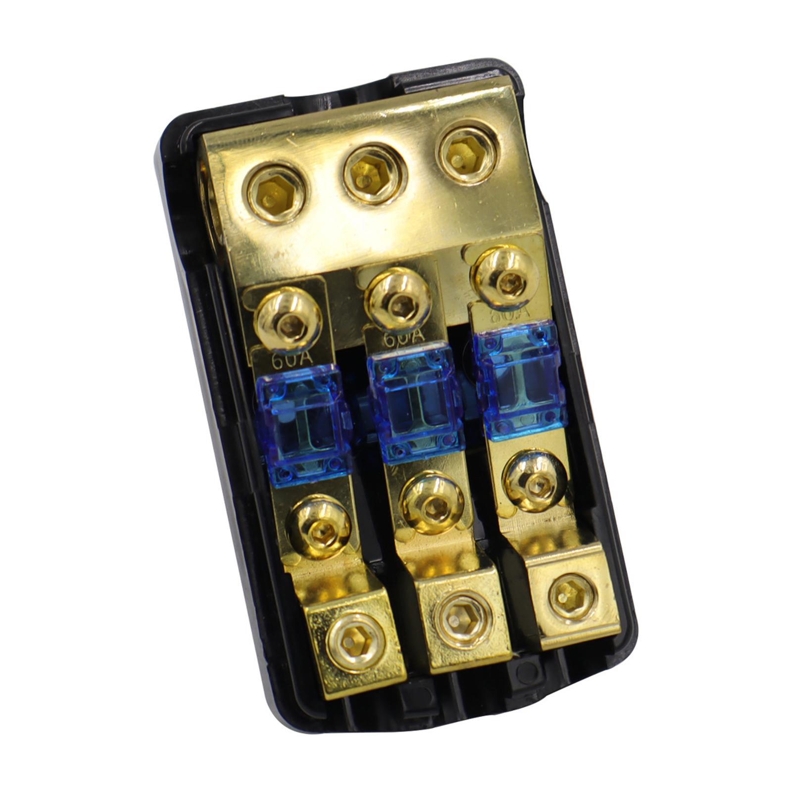 3 Way Fuse Holder Anl Fuse Box Quality 60A Zinc Alloy Replacement Easy to Install Car Accessories Fuse Distribution Block for Car Audio