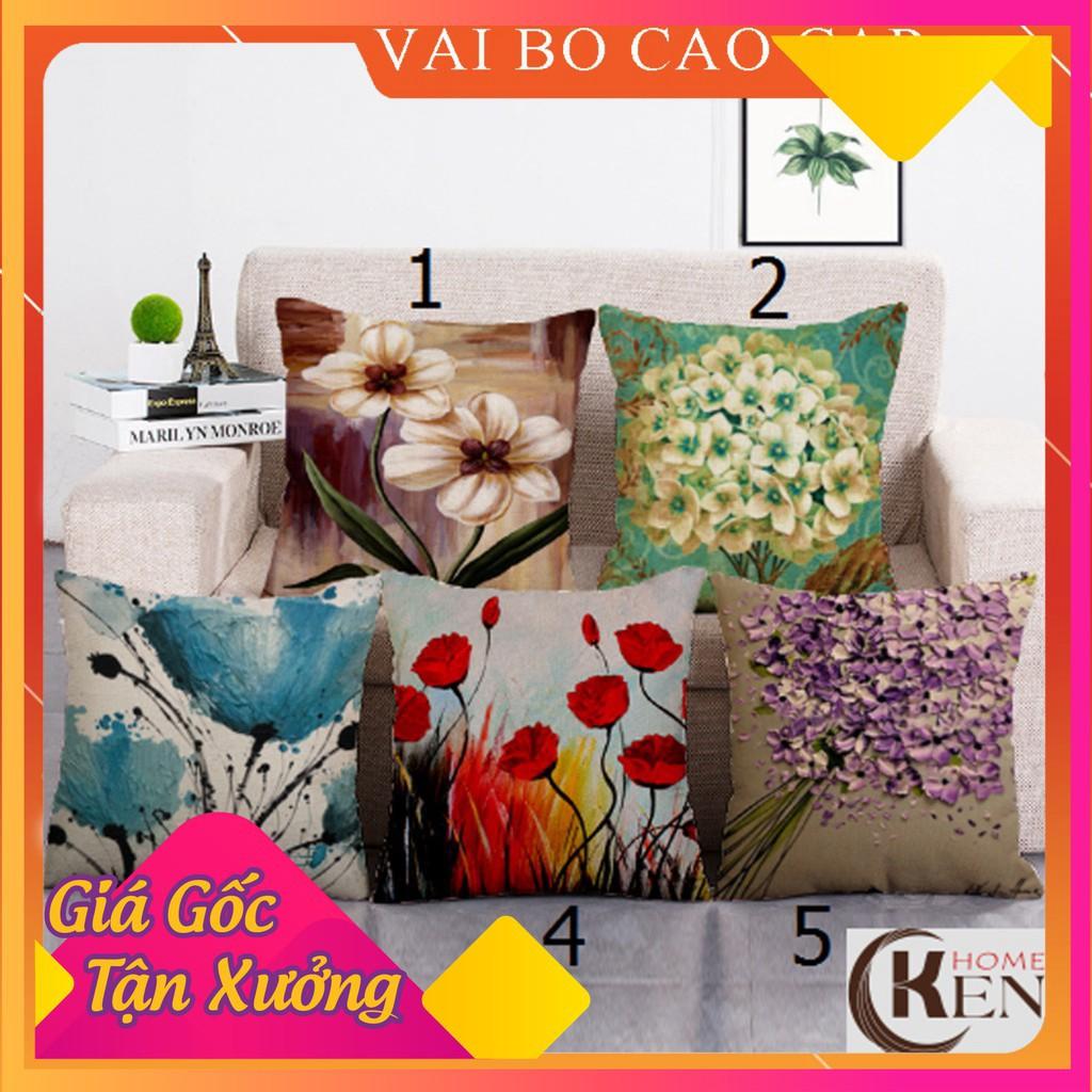 Gối Tựa Lưng | Gối Tựa Sofa, Gối Vuông Trang Trí In Hoạt Tiết Hoa Lá Hiện Đại Kích Thước 45x45cm