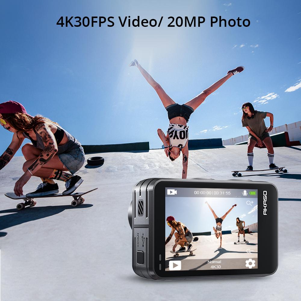 Camera hành động Akaso Brave 7 le 4K30fps 20MP Camera thể thao 4K Máy ảnh cảm ứng máy ảnh Vlog Máy ảnh Vlog EIS 2.0 điều khiển điều khiển từ xa